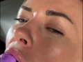 Milf showed a lesson in juicy and deep blowjob with fake sperm