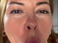 Milf showed a lesson in juicy and deep blowjob with fake sperm