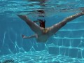 Curly hair Fernanda super flexible babe underwater