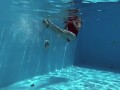 Curly hair Fernanda super flexible babe underwater