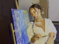 Artist Monika Fox Painted Picture Using Vagina & Fucked Holes Big Dildos, With Double Penetration