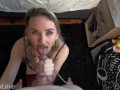 Goth girl gives messy cock worship blowjob with black lipstick