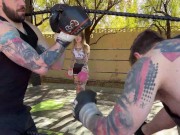 Bi MMF Threesome - Girl Boxer Takes Turns on Two Big Cocks! Steve Rickz, Awlivv, Buck Richards