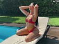 Perfect Latina babe by the pool and inside