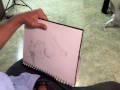 Artist can't hold back and jerks off while drawing naked the big tits of hot Colombian Silvana Lee