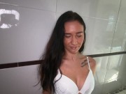 Huge cock fucks in POV small pussy of hot petite brunette amateur real porn