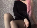I go on a date in pantyhose with access without panties, wet pink pussy