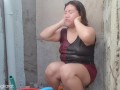 Filipina taking a bath outside the house got fuck