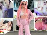 GERMAN SCOUT - Pink Hair Curvy Teen Maria Gail with Saggy Tits at Rough Anal Sex Casting