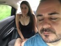 sexy girl has her lush put in her pussy and cums in the back seat of the uber