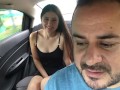 sexy girl has her lush put in her pussy and cums in the back seat of the uber
