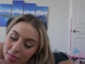GFE session with amateur blonde pornstar Aria Banks, footjob, blowjob and getting drilled POV