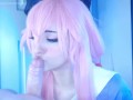 honry yandere girl gives rough blowjob, bounces her big ass in reverse cowgirl, multiple cum on ass