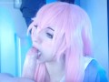 honry yandere girl gives rough blowjob, bounces her big ass in reverse cowgirl, multiple cum on ass