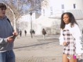 Astounding black Spanish babe Zoe Bombon picks random guys to fuck at the street!