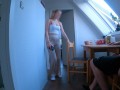 DICKFLASH in STUDENTS APARTMENT: a slutty college girl can't resist to finish me off