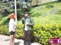 Big titted cougar Albaan wants a College guy to fuck her in public!