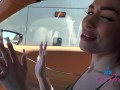 BTS on a date with amateur babe Delilah Day rubbing cock and playing before heading home