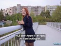 Public Agent Russian redhead fucks outdoors with big cock and nearly caught