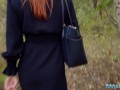 Public Agent Russian redhead fucks outdoors with big cock and nearly caught