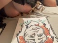 Big tits nipslip while drawing