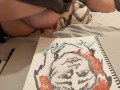 Big tits nipslip while drawing