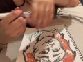 Big tits nipslip while drawing