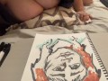 Big tits nipslip while drawing