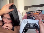 My hot stepsister doesn't let me play quietly and makes me cum| FORTNITE