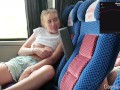Risky! Girl Cums on Public Bus with Vibrator
