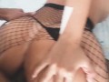 Perfect ass fishnet stockings girl giving her best moves to her bf