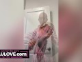 Big boobs babe striptease naked mirror selfie, gray hair GILF wig, vocal warmups, closeup pussy before after sex - Lelu Love