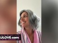 Big boobs babe striptease naked mirror selfie, gray hair GILF wig, vocal warmups, closeup pussy before after sex - Lelu Love