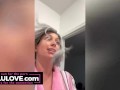 Big boobs babe striptease naked mirror selfie, gray hair GILF wig, vocal warmups, closeup pussy before after sex - Lelu Love