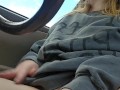 Natural Hairy Pussy Hottie Masturbates and Squirts in In and Out Drive Thru