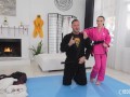 Tiny Petite Spinner Selina Imai Practices Martial Arts Before Taking on A Big Cock Lesson And Gets Her Feet Licked
