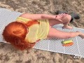 multiorgasm from vegetables of a red-haired slut in nature