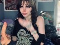 petite emo Viakitty plays with big toy