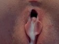 18 year old pushes out massive creampie and makes pussy fart after 1st threesome