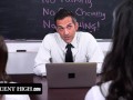 Pervy Teacher Tricks Innocent Virgin Schoolgirls Into Having A Threesome With Him In The Classroom