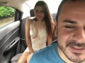 hot girl puts the lush in her pussy and the uber driver controls her lush