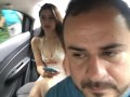 hot girl puts the lush in her pussy and the uber driver controls her lush