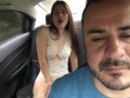 hot girl puts the lush in her pussy and the uber driver controls her lush