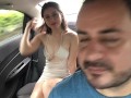 hot girl puts the lush in her pussy and the uber driver controls her lush
