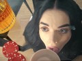 POV Cute girl gives you blow job under the table after loosing poker