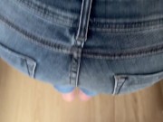 he joins me in the laundry room and cums on my jeans ass