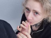 MaryJane lets him cum in her mouth and beats herself