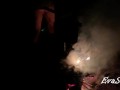 milf pisses standing in a bonfire