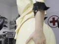 Medical Mistress Teases you in Tight White Latex Outfit