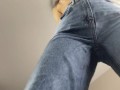 Sexy blonde with small boobs and her multiple squirt in jeans